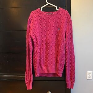 Ralph Lauren Pink Cable Knit Crew Neck Sweater